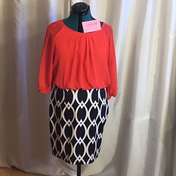 2 tone dress with semi sheer top & stretchy skirt in size 12 by ENFOCUS STUDIO - Picture 2 of 13